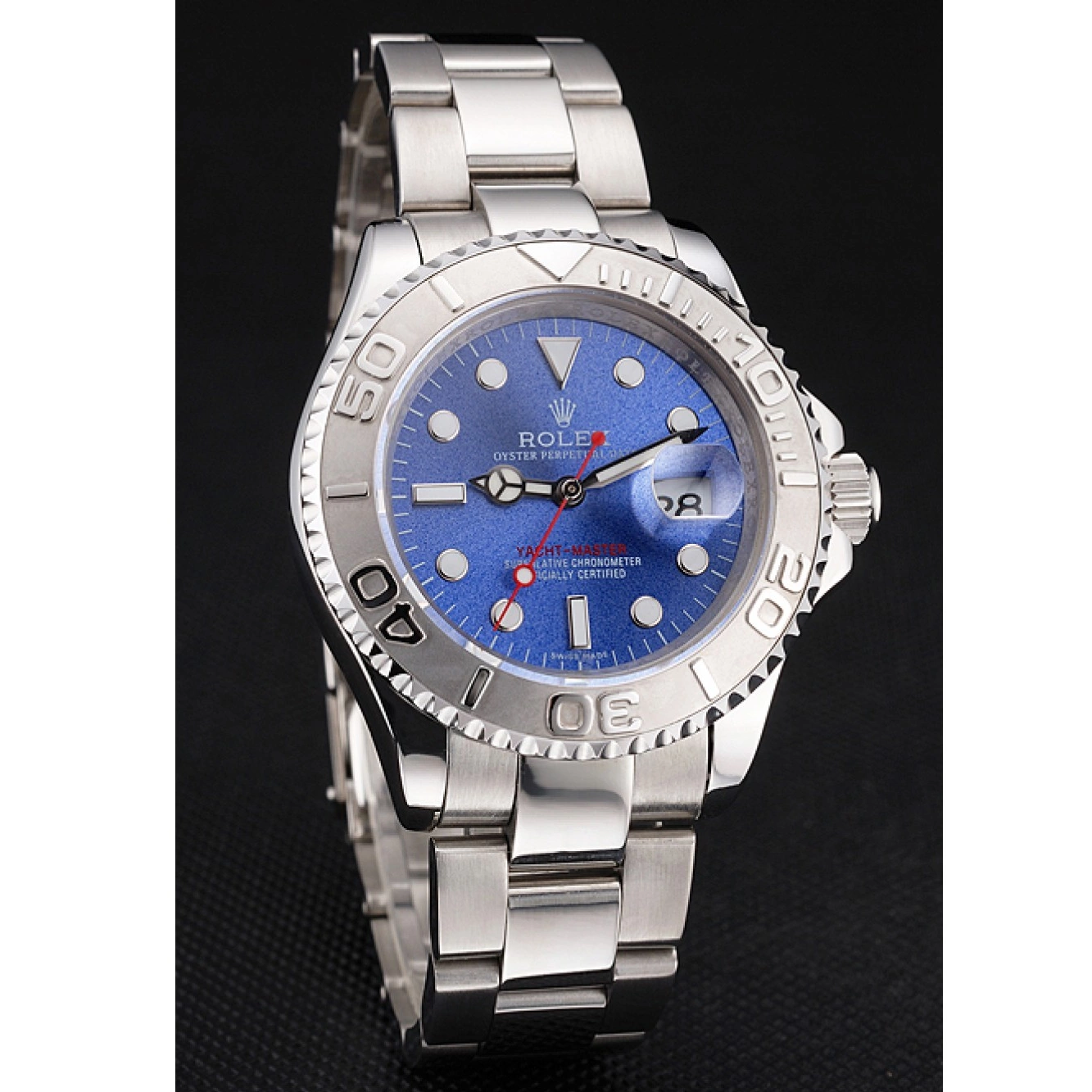 Good Copy Rolex Watches Rolex Stainless Dial Bracelet Case Swiss And Steel Blue Yacht-Master 0804